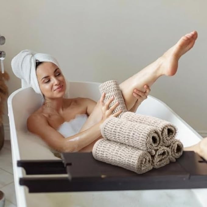 باتيير 6 عبوات متقشرة طبيعية 100٪ قطعة قماش للعناية بالبشرة الطبيعية، لطيفة ومتينة، قابلة لإعادة الاستخدام للوجه أو الجسم، تزيل خلايا الجلد الميتة وتحفز الدورة الدموية - Image 3